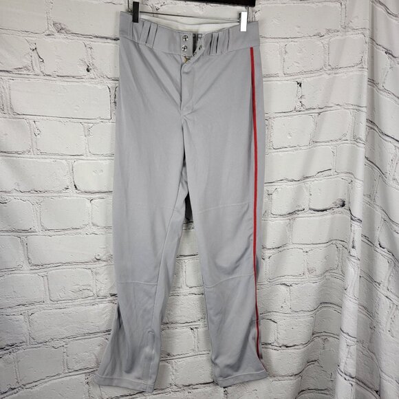 CHAMPRO Standard Womens Medium Open Bottom Baseball Pants‎ Uniform Grey Red - Picture 1 of 5